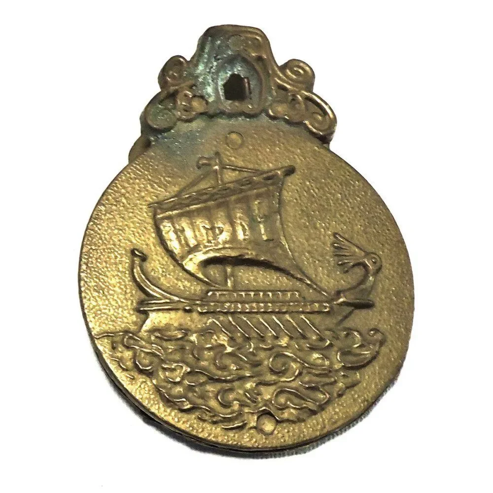 Vintage Brass Letter Clip Desk Accessory Nautical Greek Mythology Hermes Decor